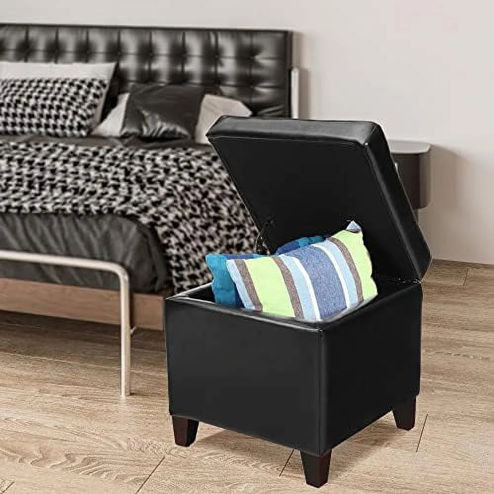 Off-White PU Leather Tufted Cube Ottoman Z208096