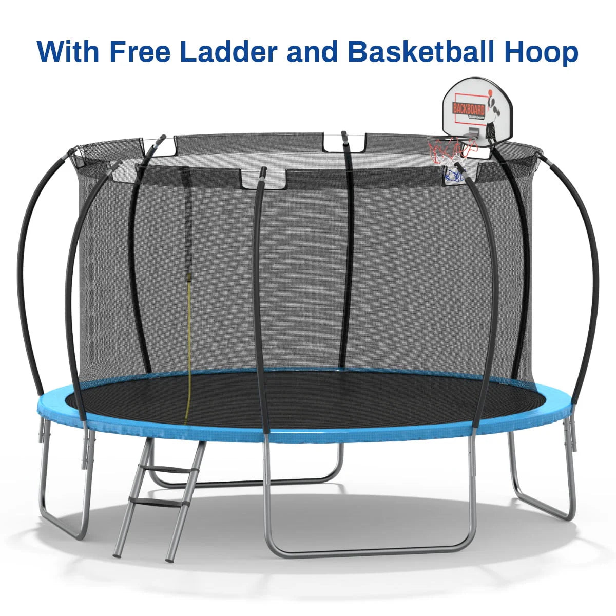 12 ft Trampoline with Enclosure and Basketball Hoop E5418