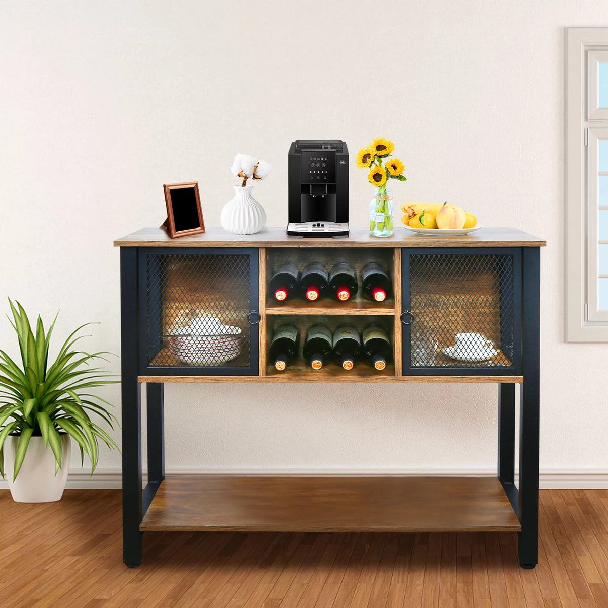 Brown Buffet Sideboard with Storage Shelves R119