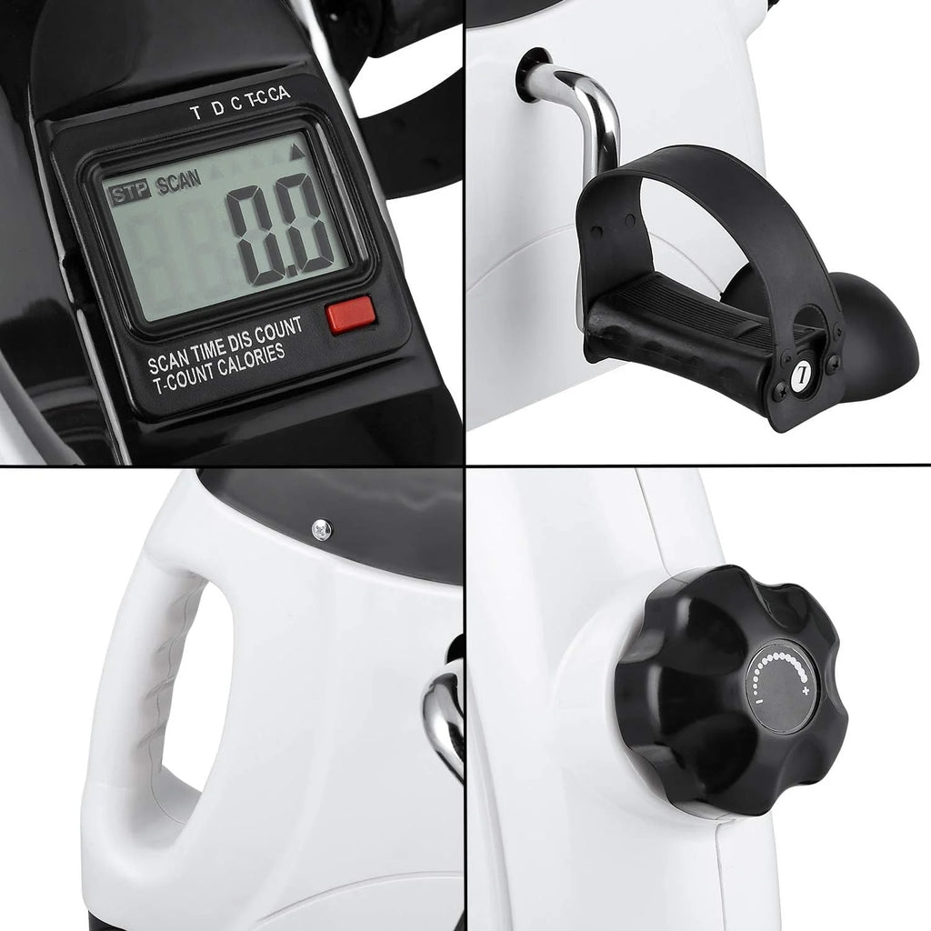 White Portable Under Desk Exercise Bike with LCD Screen N318823
