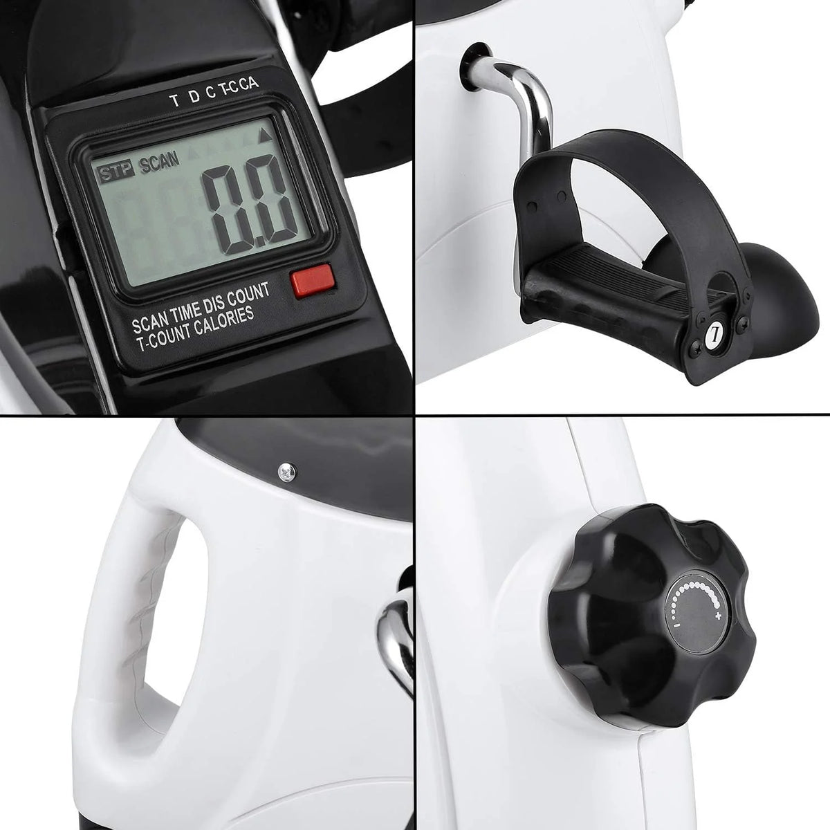 White Portable Under Desk Exercise Bike with LCD Screen N318823