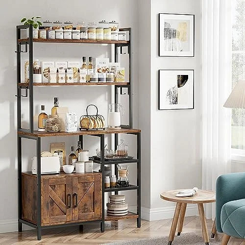 6-Tier Bakers Rack Microwave Stand with Cabinet Z4705