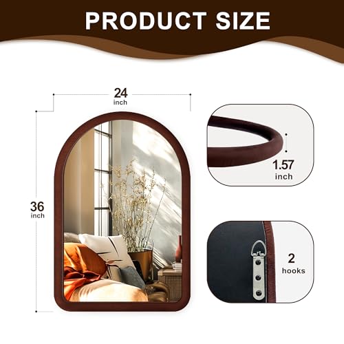 Cream White Arched Full Length Flannel Mirror A2163