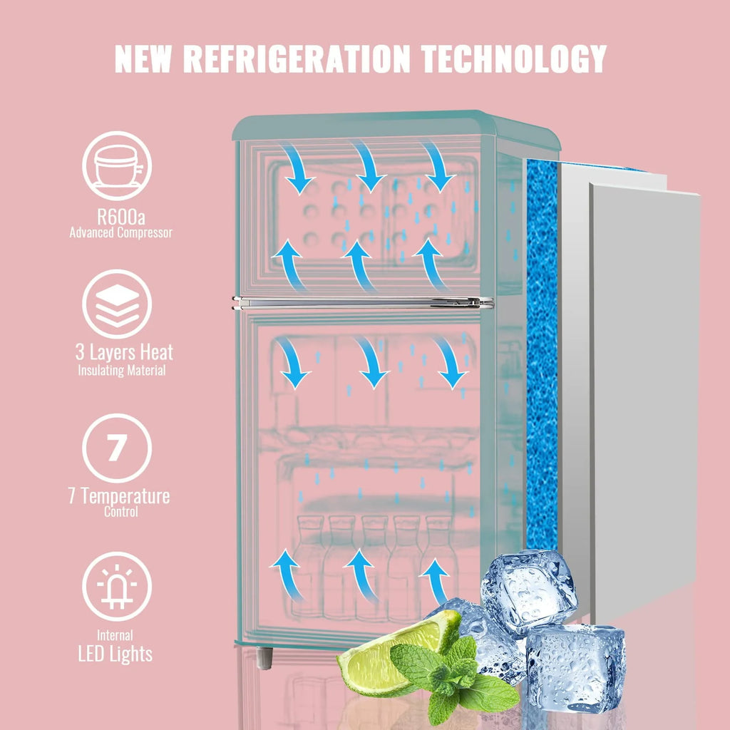 3.5 Cu.ft Blue Mini Fridge with Freezer Y42590