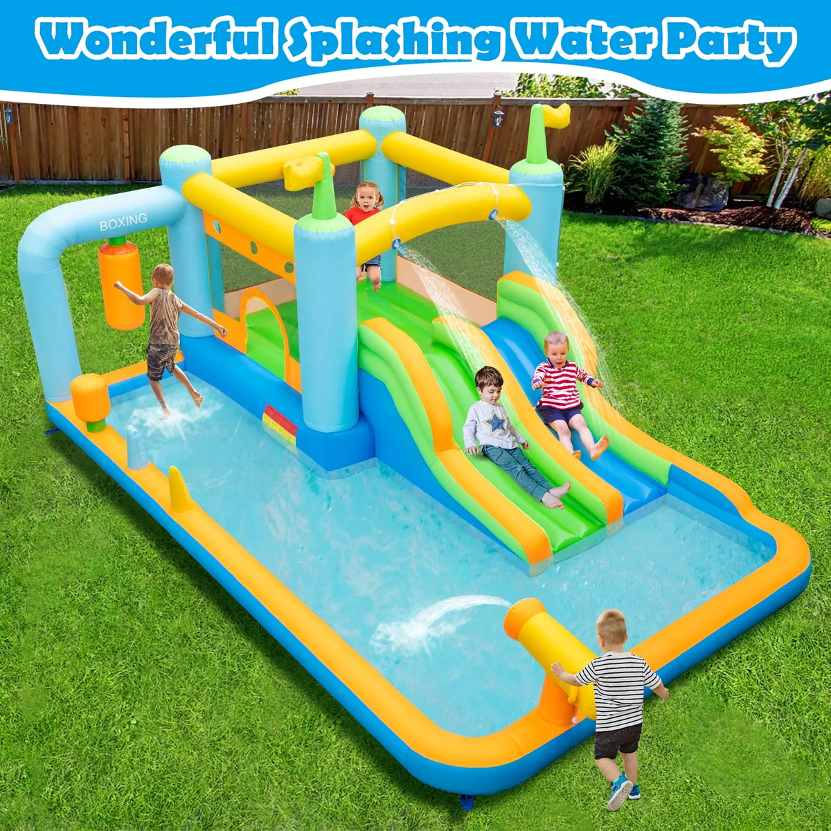 Inflatable Water Slide Park with Splash Pool T1288