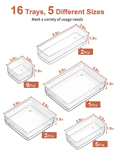 22-Piece Clear Drawer Organizer with Non-Slip Silicone Pads P84535