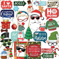 Christmas Photo Booth Props 41-pc Kit with Sign, Adhesive Pads, Sticks L22621