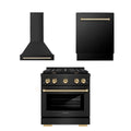 30 In. Gas Range, Range Hood, Dishwasher in Black Stainless Steel B847