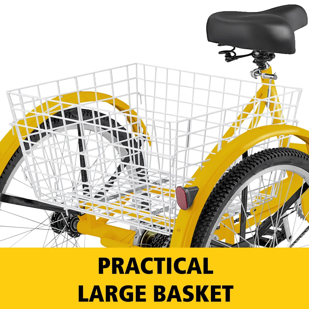 7 Speed 24in Adult Tricycle with Basket O283205