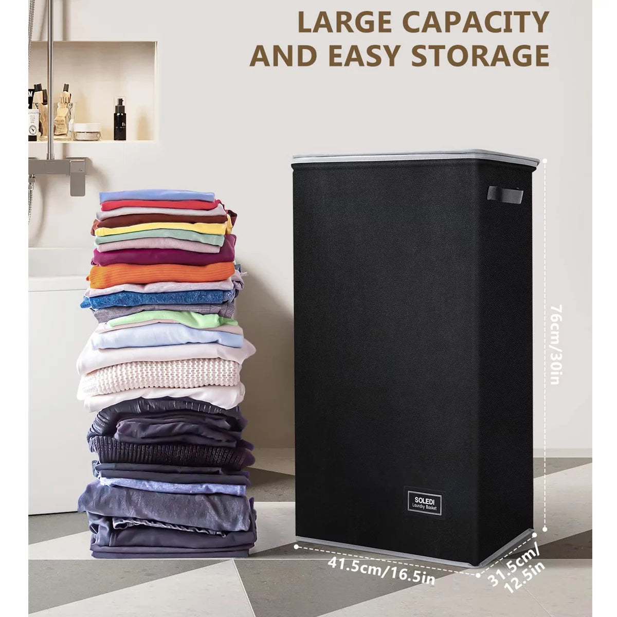 100L Collapsible Laundry Hamper with Lid & Laundry Bag S879