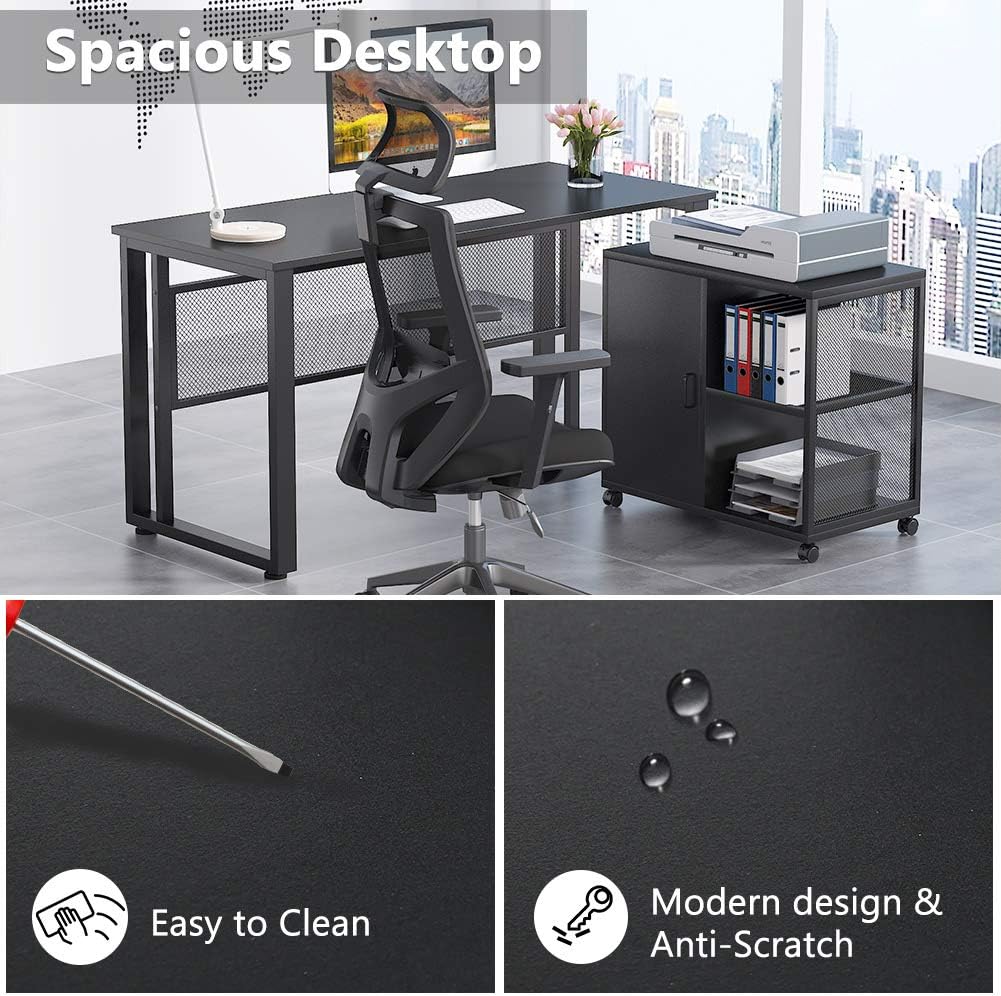 L-Shaped Computer Desk with File Cabinet L132991