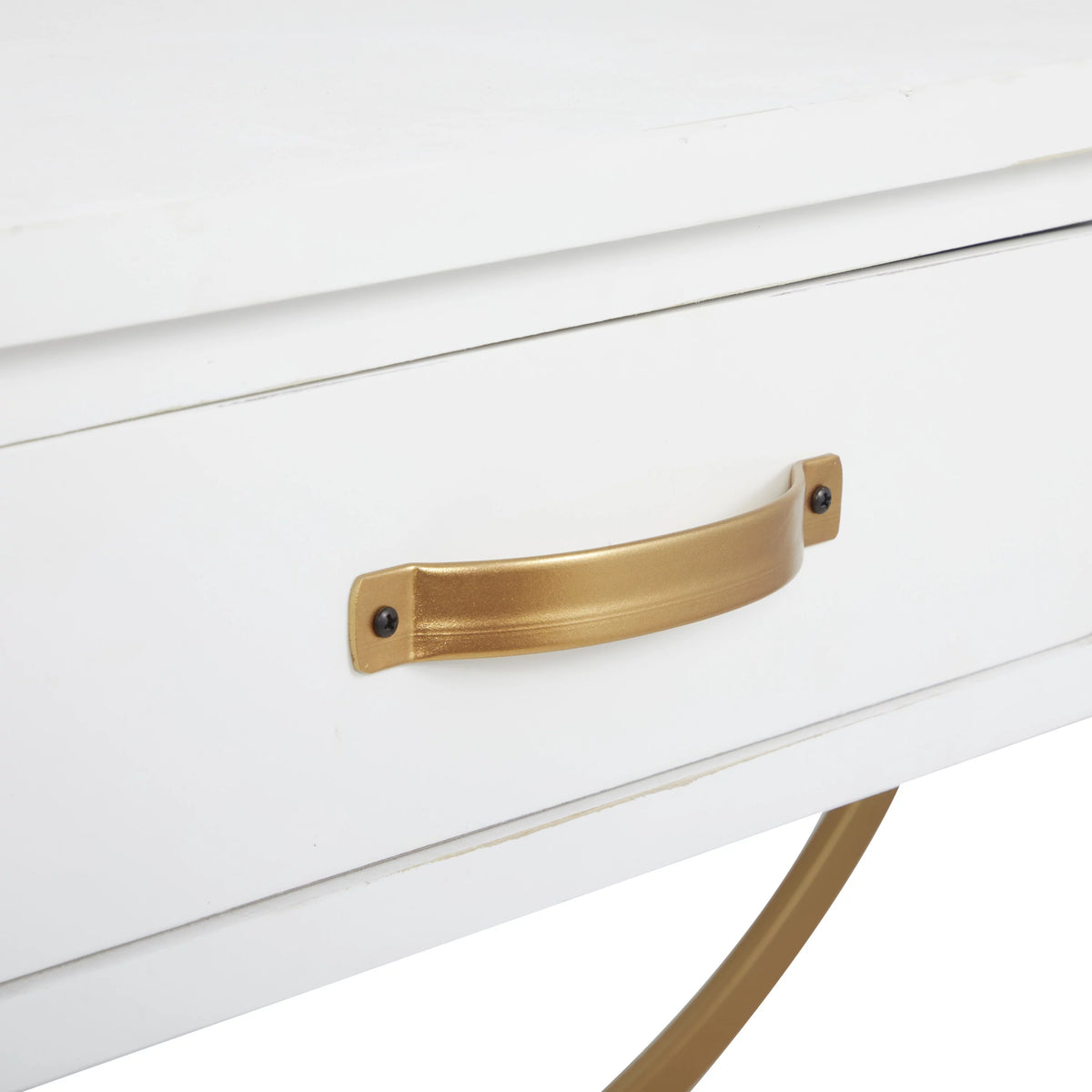 White Wood 2 Drawers Console Table with Arched Base Q501