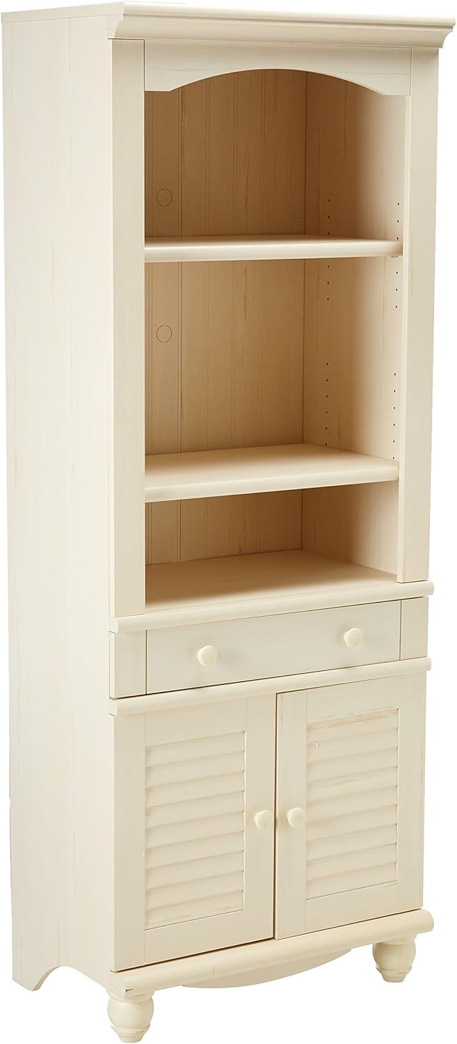 Antiqued White Bookcase With Doors X1475