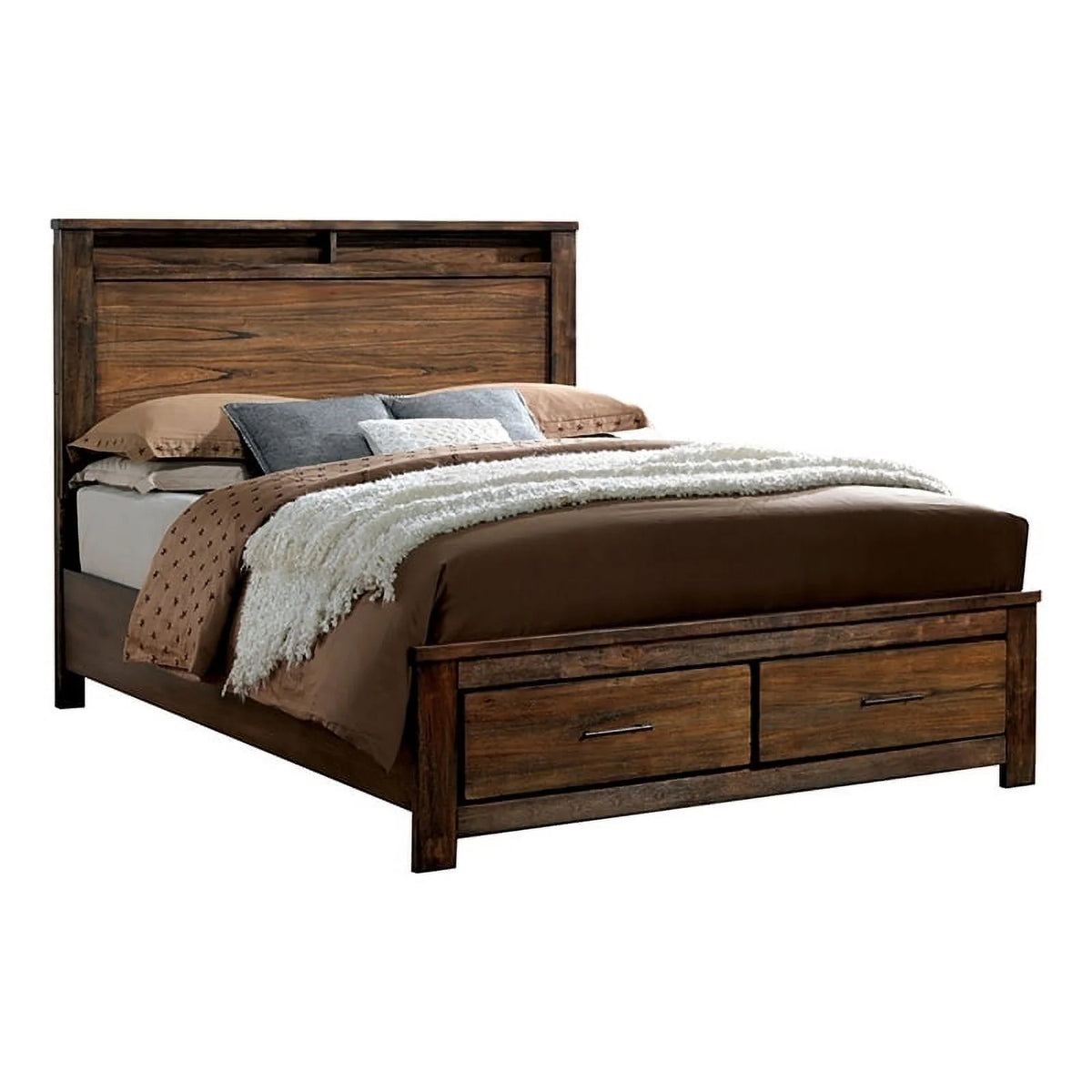 Oak Queen Solid Wood Platform Storage Bed F469