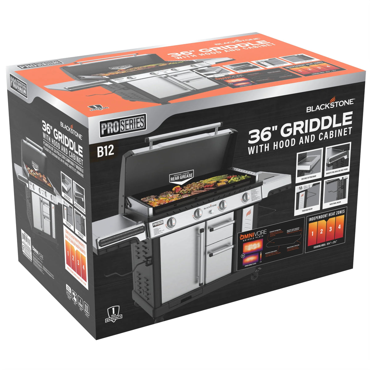 4-Burner Propane Griddle with Stainless Steel Cabinet and Hood W41452