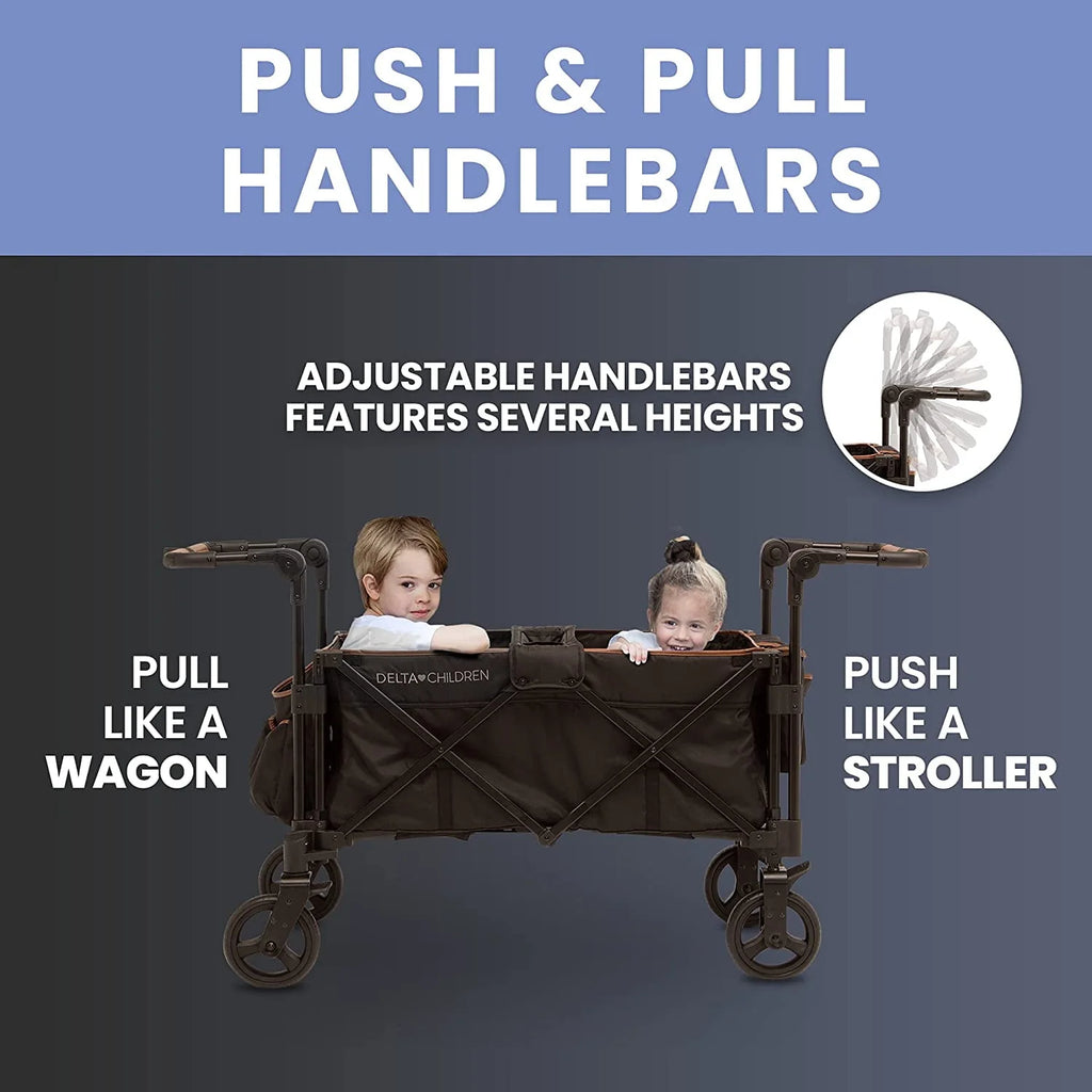 Black Stroller Wagon for 2 Kids with Canopy F8786