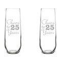 Set of 2 Stemless Glass Champagne Flutes 8.5 oz I311803