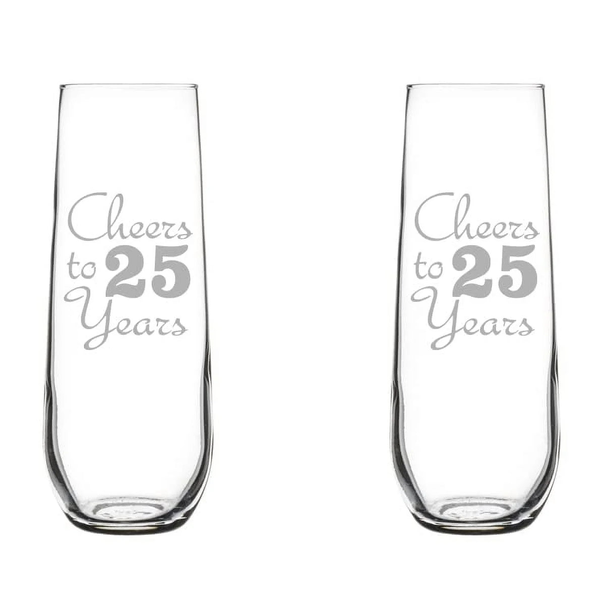 Set of 2 Stemless Glass Champagne Flutes 8.5 oz I311803