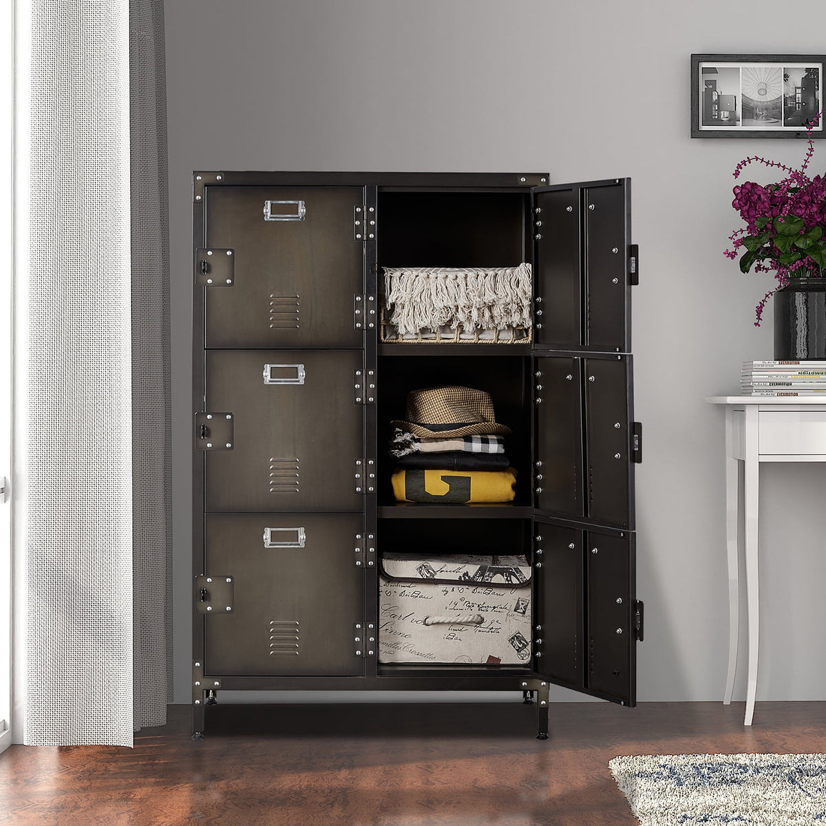 Metal Locker Steel Storage Cabinet with 2 Shelf M51407