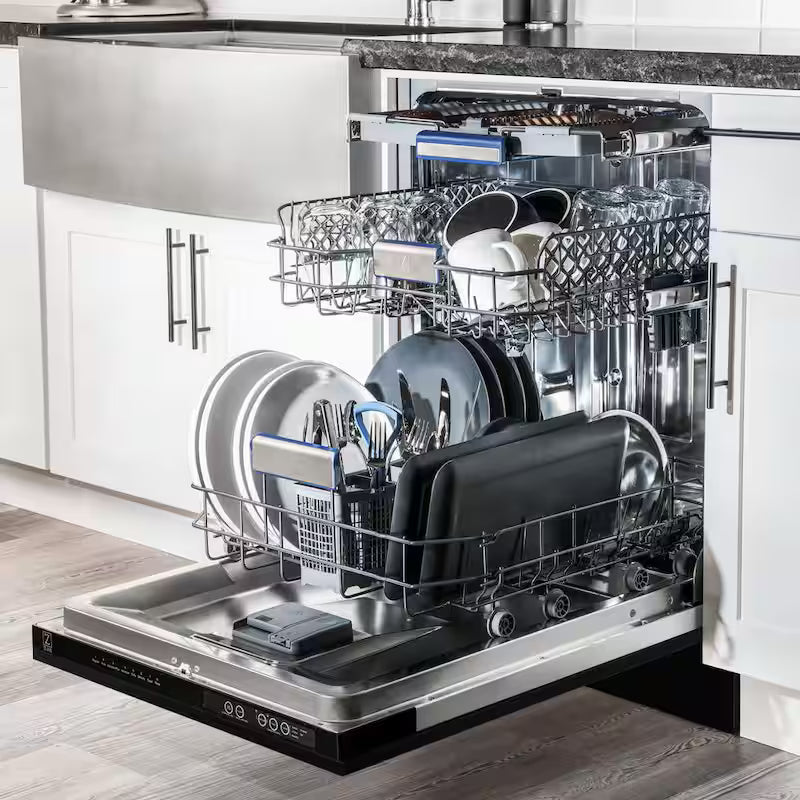 18 in. 8-Cycle Tall Tub Dishwasher with 3rd Rack in Black Stainless Steel L67924