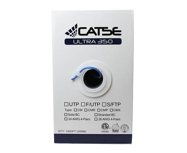 Cat5e Shielded Bulk Ethernet Cable, Indoor, Stranded, 24AWG, 1000' Gray N35687