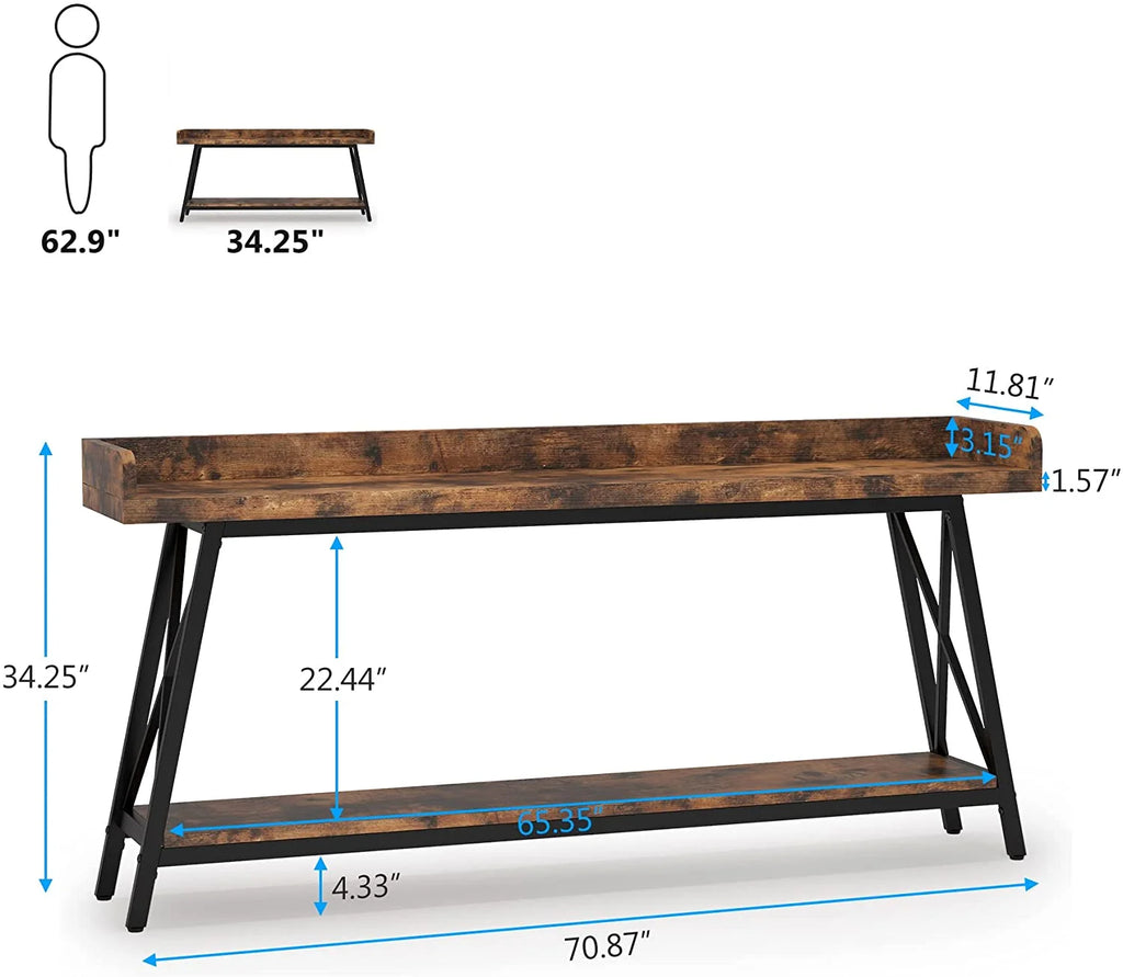 70.9 inch Narrow Sofa Table with Storage Shelf D5710