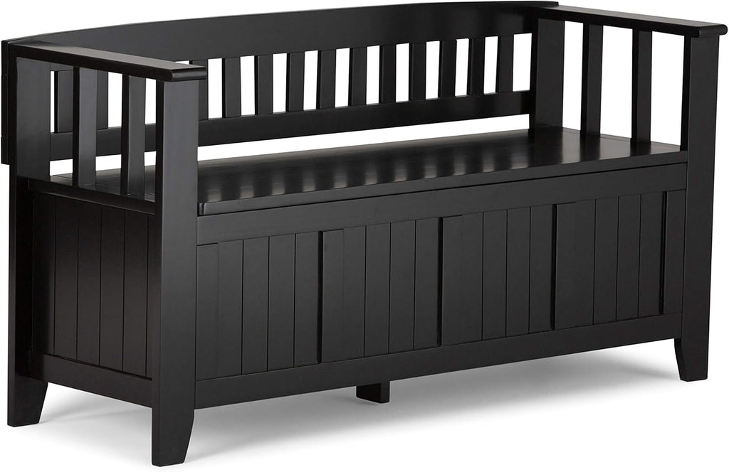 White Solid Wood 48 inch Storage Bench Q754969