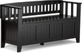 White Solid Wood 48 inch Storage Bench Q754969