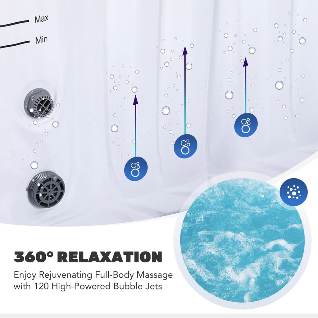 5x5ft Square Inflatable Spa Tub with 120 Massaging Jets L9768