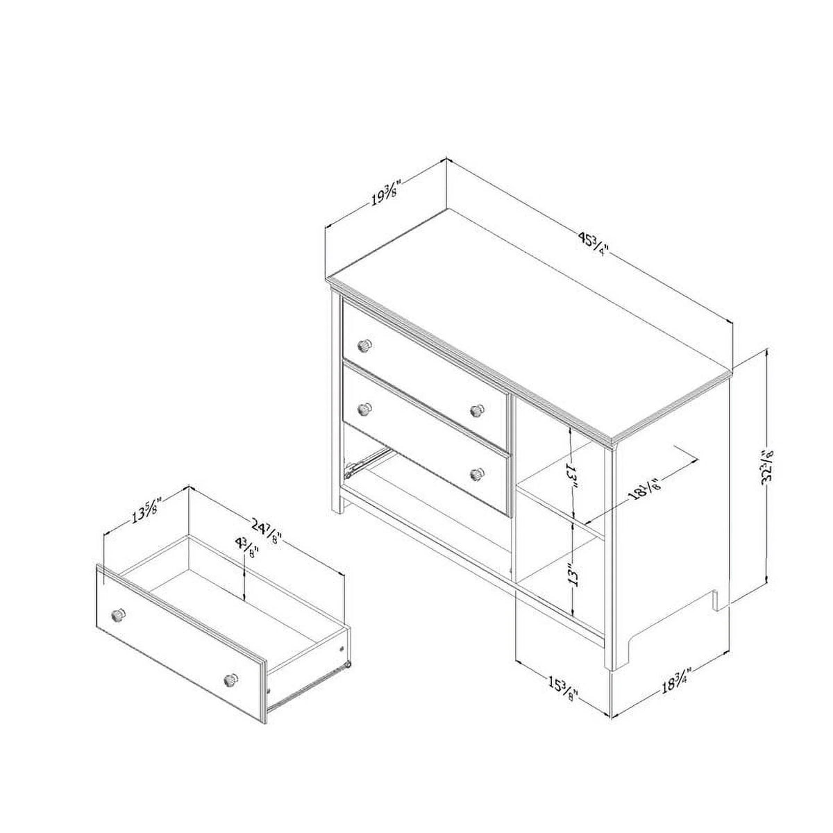 White 3-Drawer Engineered Wood Dresser with Baskets U4901