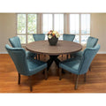 Dining Table Set with Solid Wood Round Table and 6 Chairs in Teal C375