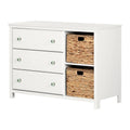 White 3-Drawer Engineered Wood Dresser with Baskets U4901