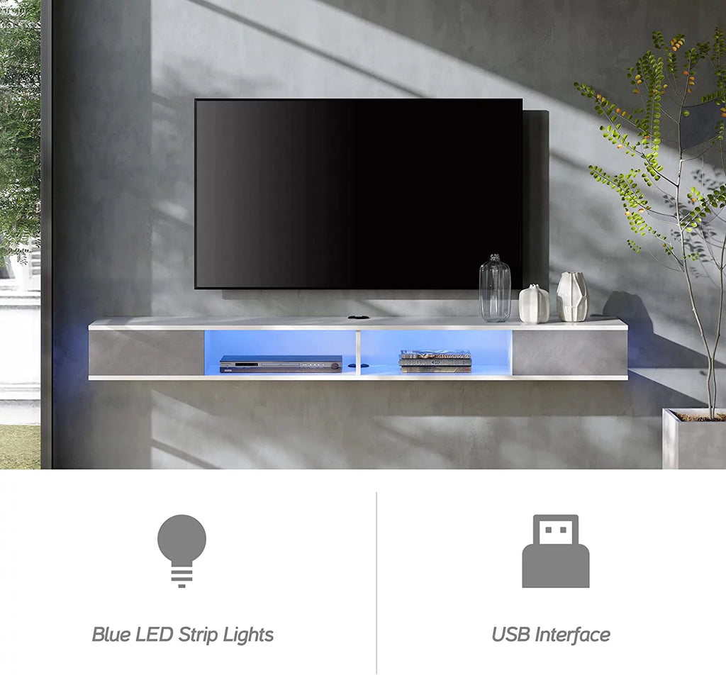 70 inch Grey White Floating TV Stand Z180