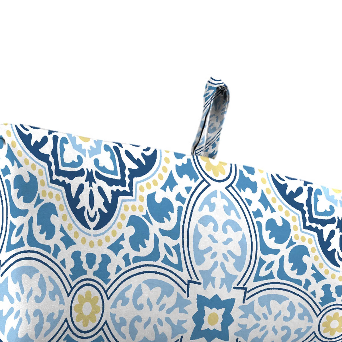 Sky Blue Quatrefoil Rectangular Outdoor Chaise Lounge Cushion with Ties F601