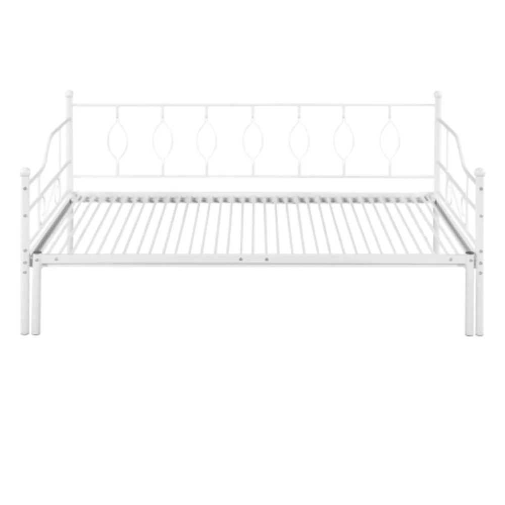 White Twin Size Metal Daybed with Trundle I8716