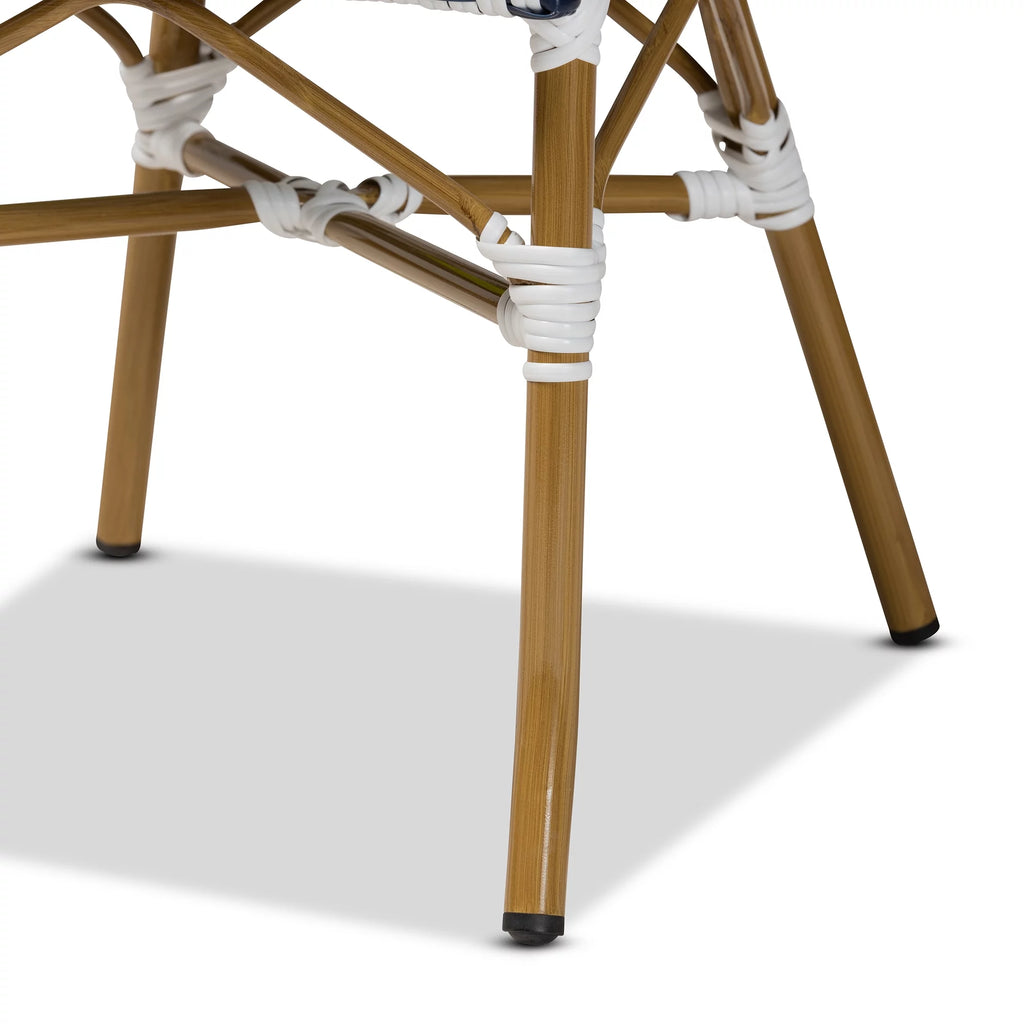 Blue and White Wicker Stacking Dining Chair Set of 2 G689191