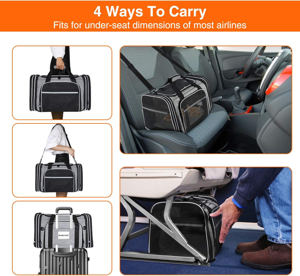 Soft Sided Expandable Pet Carrier with Washable Pads and Pockets G373732