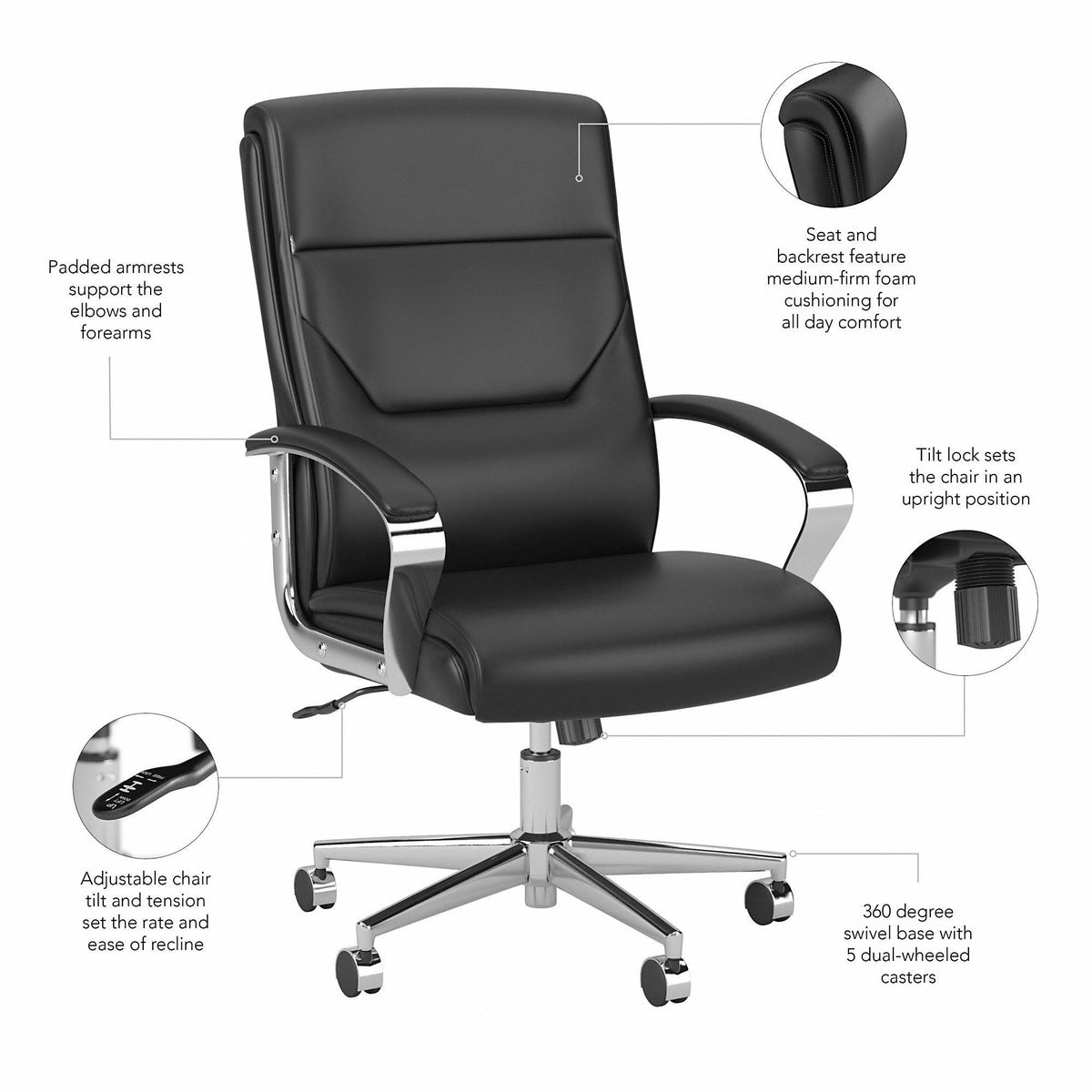 White High Back Leather Executive Office Chair M79370