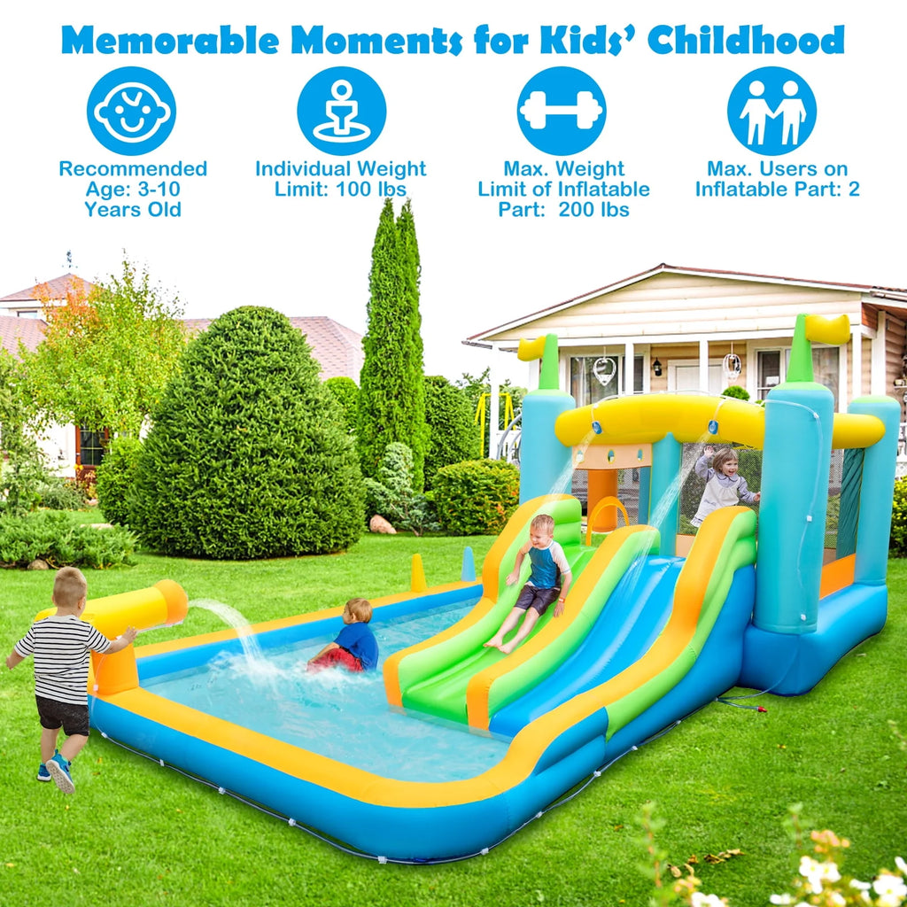 Inflatable Water Slide Park with Splash Pool T1288