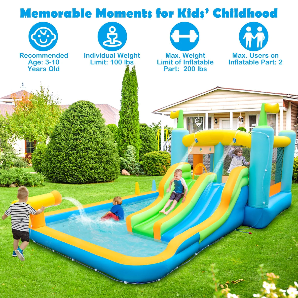 Inflatable Water Slide Park with Splash Pool T1288