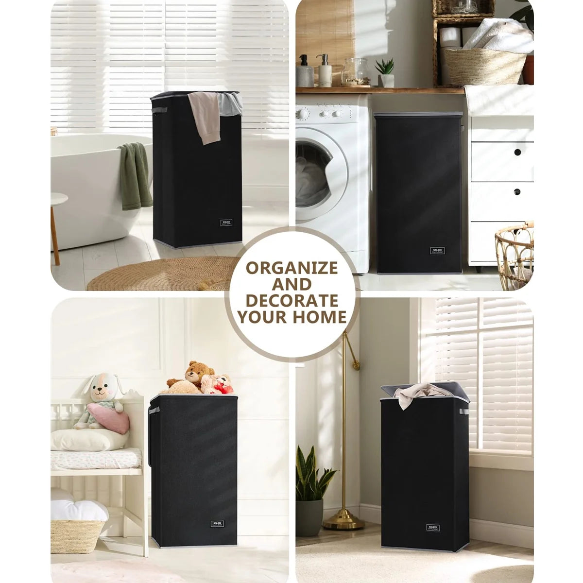 100L Collapsible Laundry Hamper with Lid & Laundry Bag S879