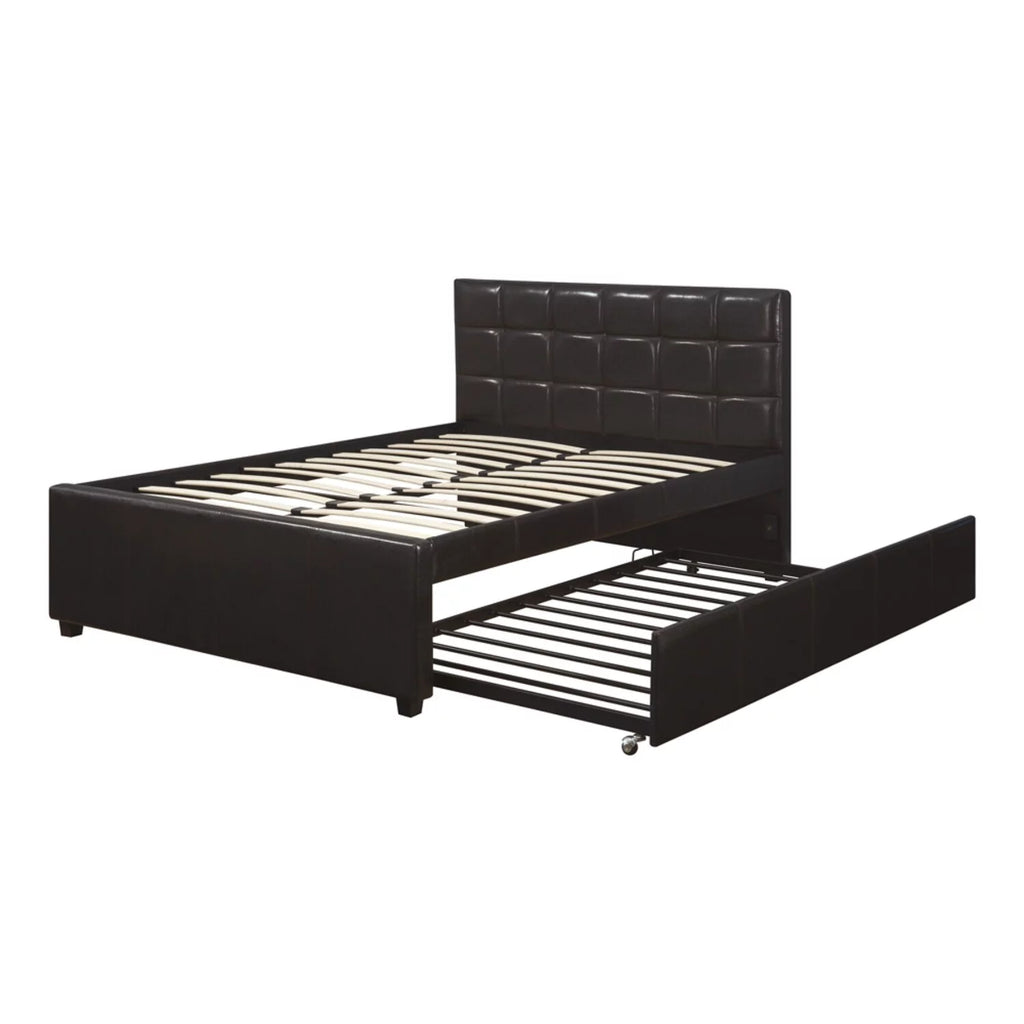 Twin Bed with Trundle Tufted Headboard W287