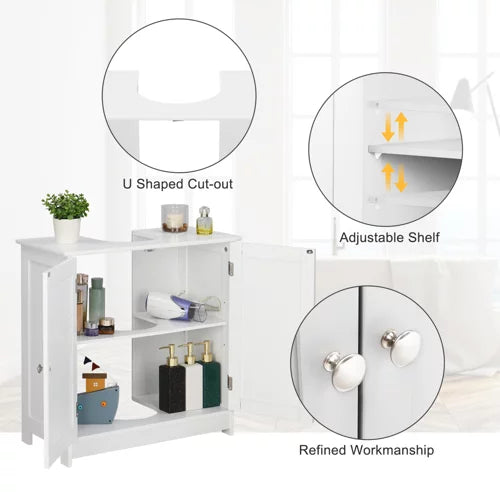White Under Sink Bathroom Vanity Cabinet with Shelves E31438