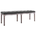 Linen Upholstery Padded Seat Wooden Frame Bench I23098