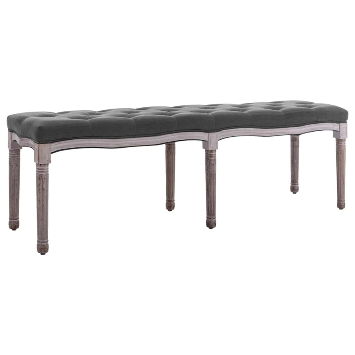 Linen Upholstery Padded Seat Wooden Frame Bench I23098