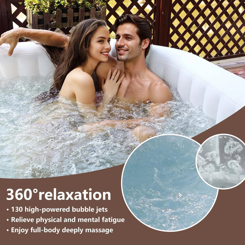 73 Inch 4-6 Person Inflatable Hot Tub Spa with 130 Jets D538997