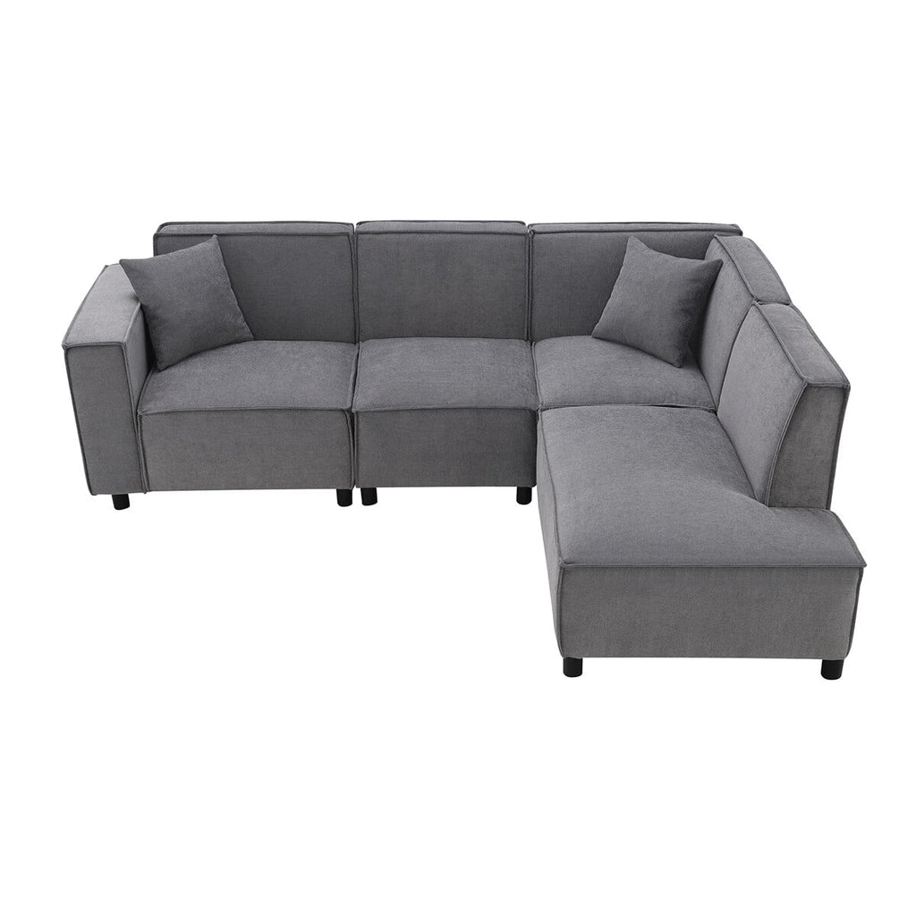 97\*74" Chenille Fabric L-shaped Sectional Sofa with Chaise Lounge J205