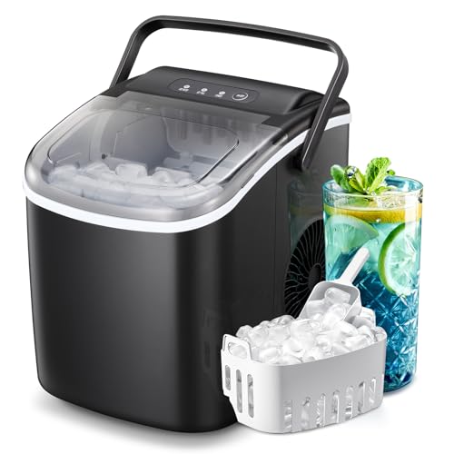 Portable Countertop Ice Maker with Carry Handle, Black, Green S979