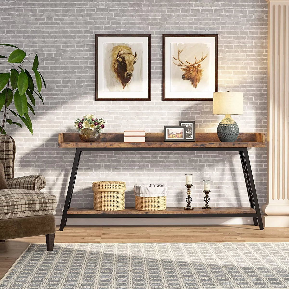70.9 inch Narrow Sofa Table with Storage Shelf D5710