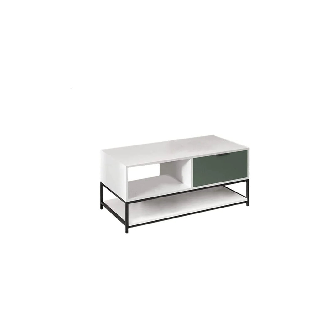 Vintage Wood Coffee Table with Shelves and Drawer J64508
